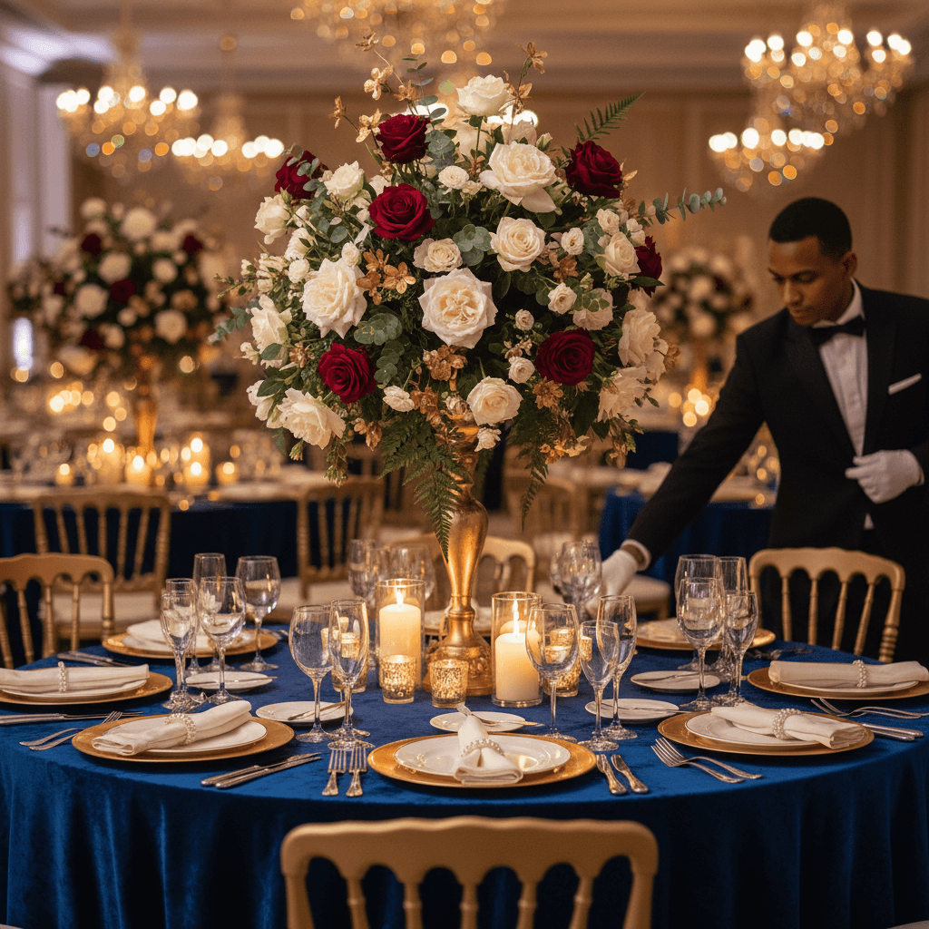 Elegant private dinner table setup